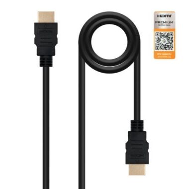 Cable HDMI 2.0 4K Nanocable 10.15.3600/ HDMI Macho - HDMI Macho/ 0.5m/ Certificado/ Negro