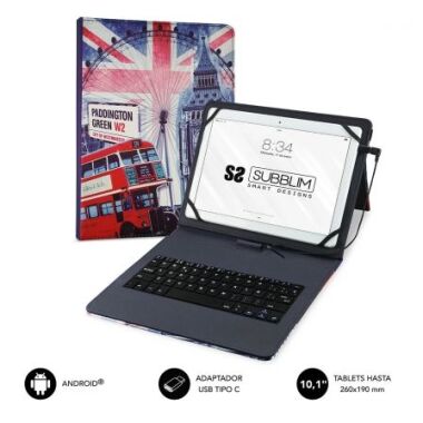 Funda con Teclado Subblim Keytab Pro USB England para Tablets de 10.1'
