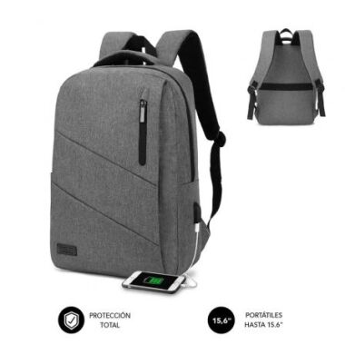 Mochila Subblim City Backpack para Porttiles hasta 15.6'/ Puerto USB/ Gris